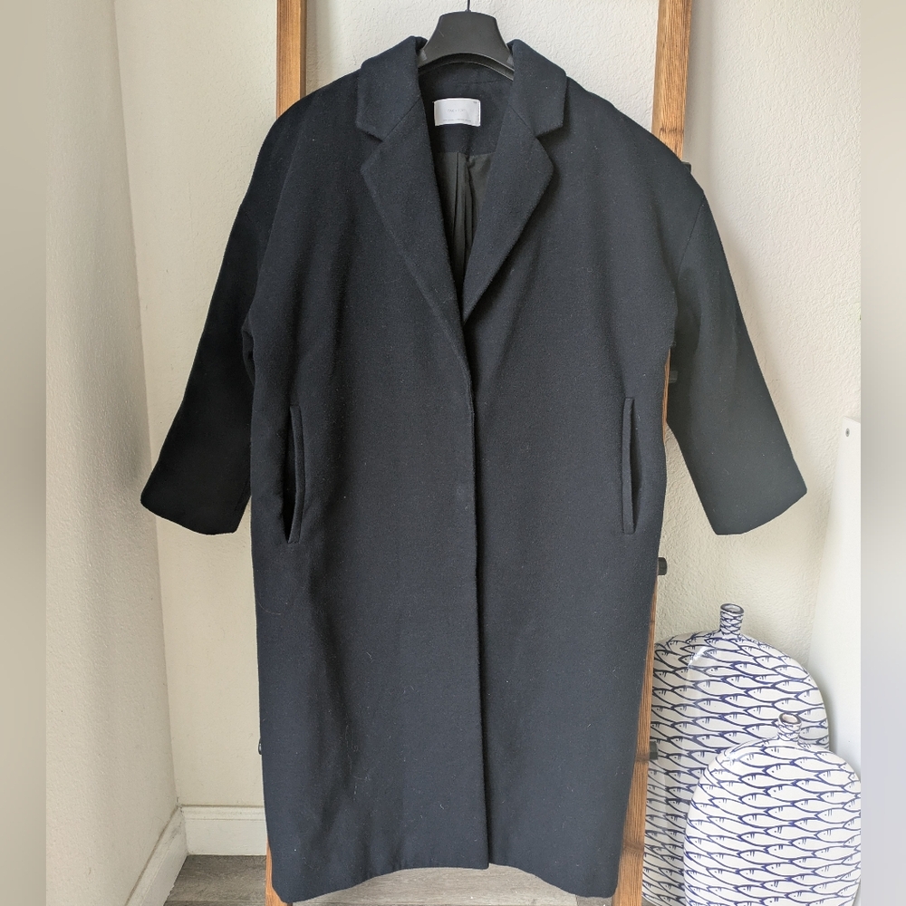 OAK + FORT Women's Navy Knee Length Pea Coat